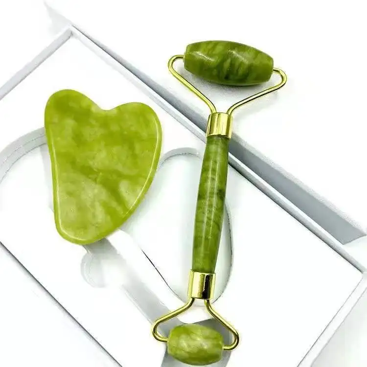 

natural jade roller for face massage natural jade stone roller for face 3d, Green