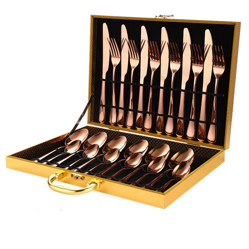 

Knife Spoon Fork Set Gold Cutlery 24PCS Stainless Steel Flatware sets Cutery Set