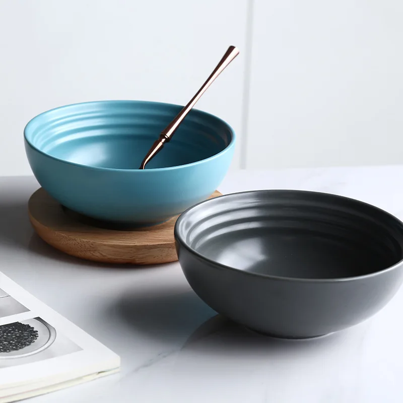 

nordic ceramic 6-inch modern simple ramen restaurant household bowl, Black