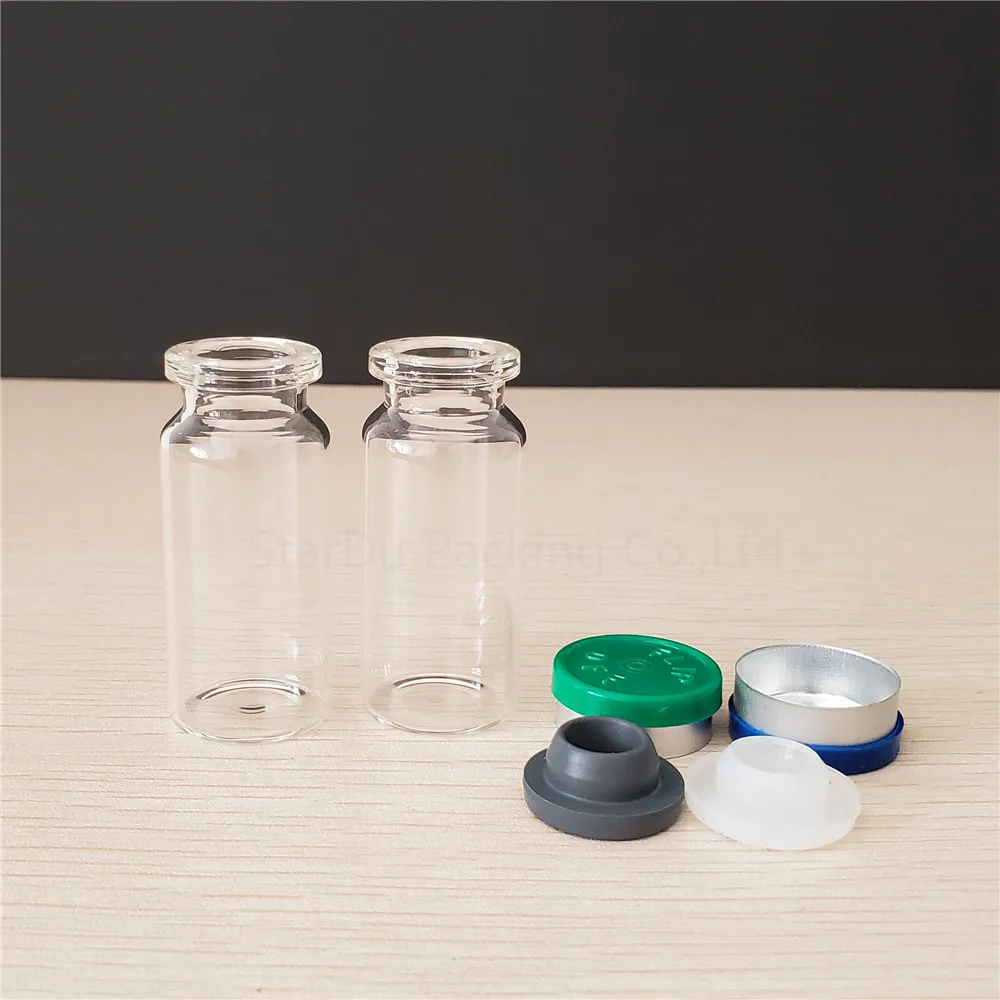 Clear Glass Injection Vial 10ml Rubber Stopper 20mm