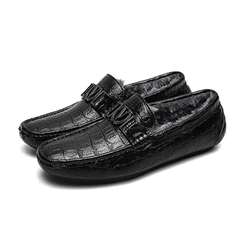 

fur lining slip On Moccasin Driving Loafer Shoes Casual Men Shoe with soft sole