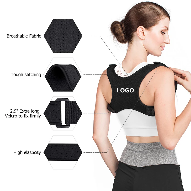 

perfect spine elastic vibrate posture corrector brace back support, Shown