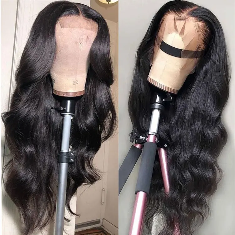 

China Natural Color Long Swiss Lace Straight Hair Wig For Black Women 100% Raw Indian Human Hair Lace Front Wig