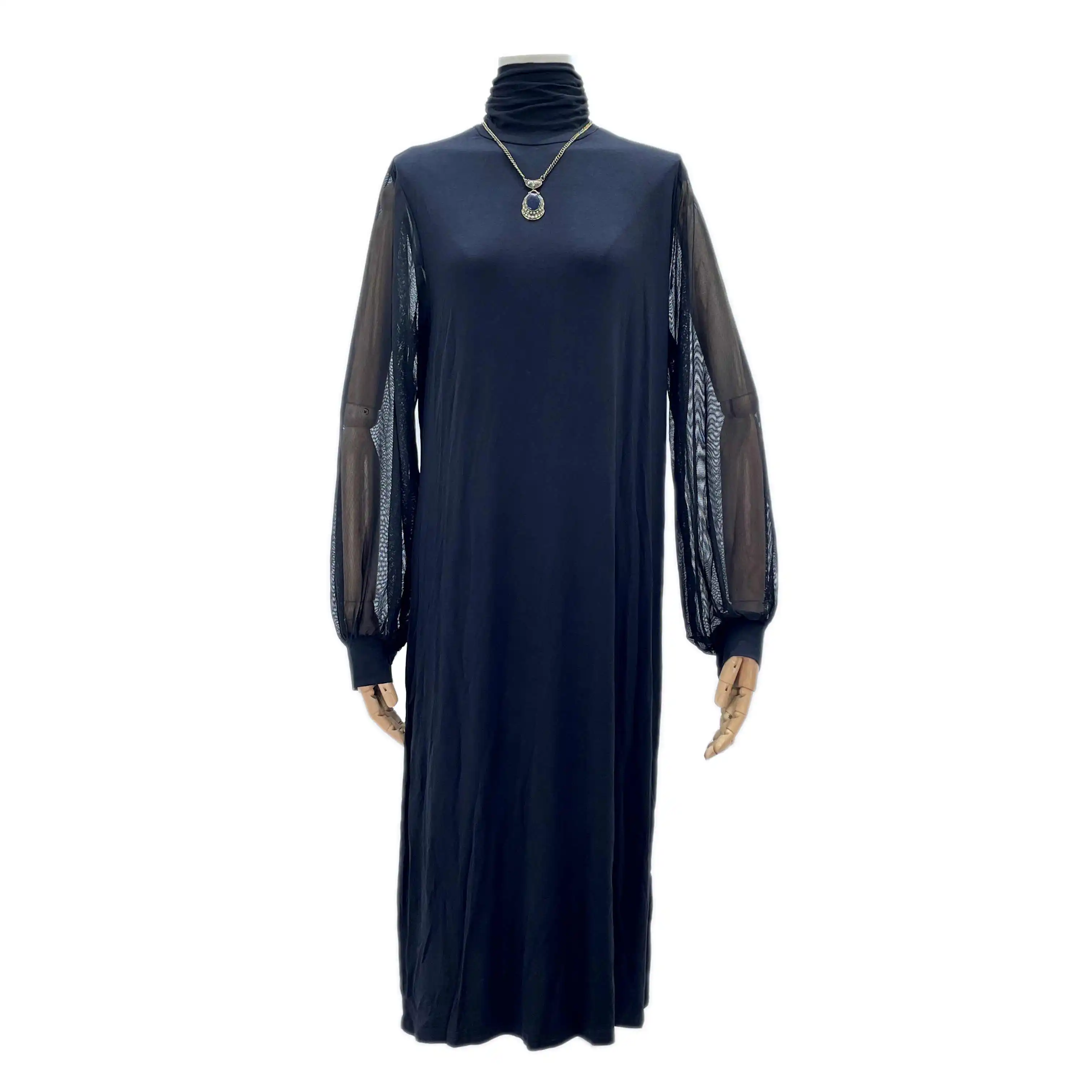 

Made In China Casual Mesh Evening Dress Embroidered Tulle Maxi Spring Translucent Long-Sleeve Dress, Picture show