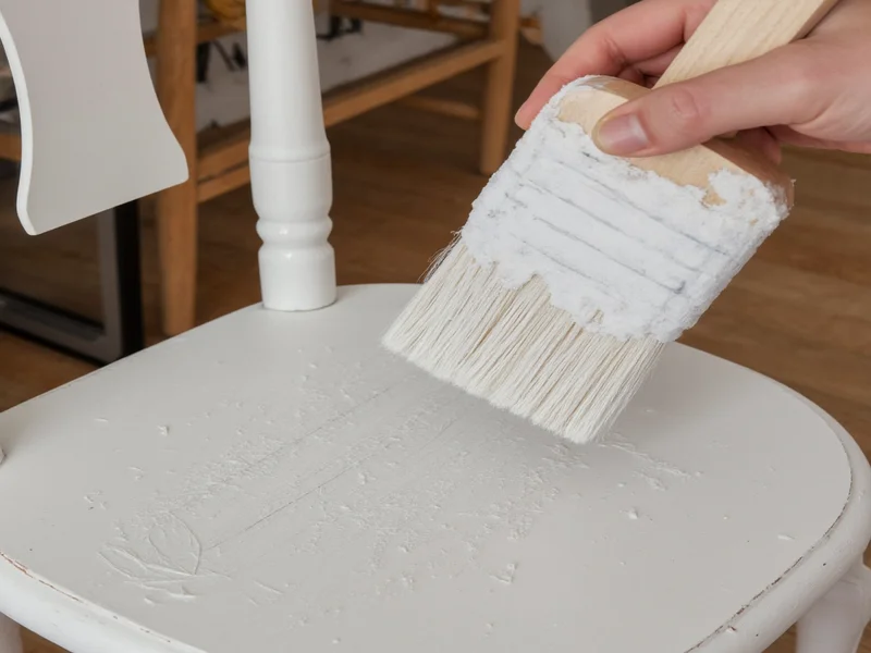 Applying DIY chalk paint to wooden chair