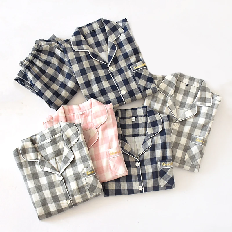 

2020 New Men's and Women's Sleepwear Men Pajamas Sets Women Winter Thick Warm 2 Pieces Plaid Cotton Pajama Set