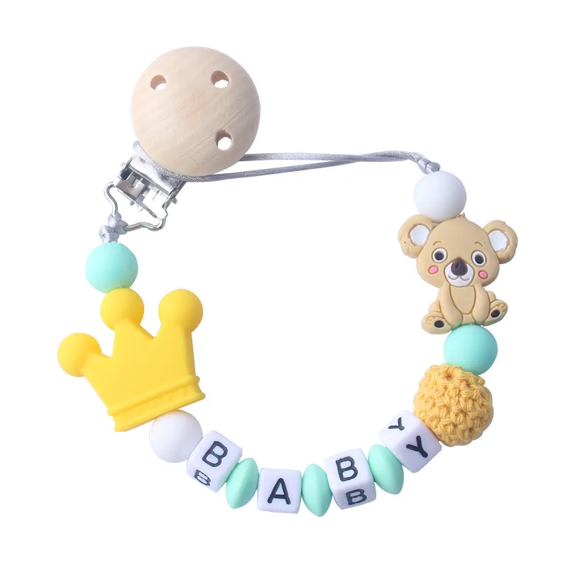 

C'dear Baby Gifts New Design beech 3 Piece Baby Stroller Anti-off Silicone Pacifier Holder Chain Clip Baby Dummy Pacifier Clip, Customized color