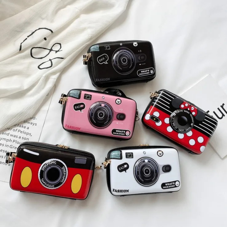 

new trendy design small mickey cartoon camera shape kids purse mini handbags crossbody, 5 colors