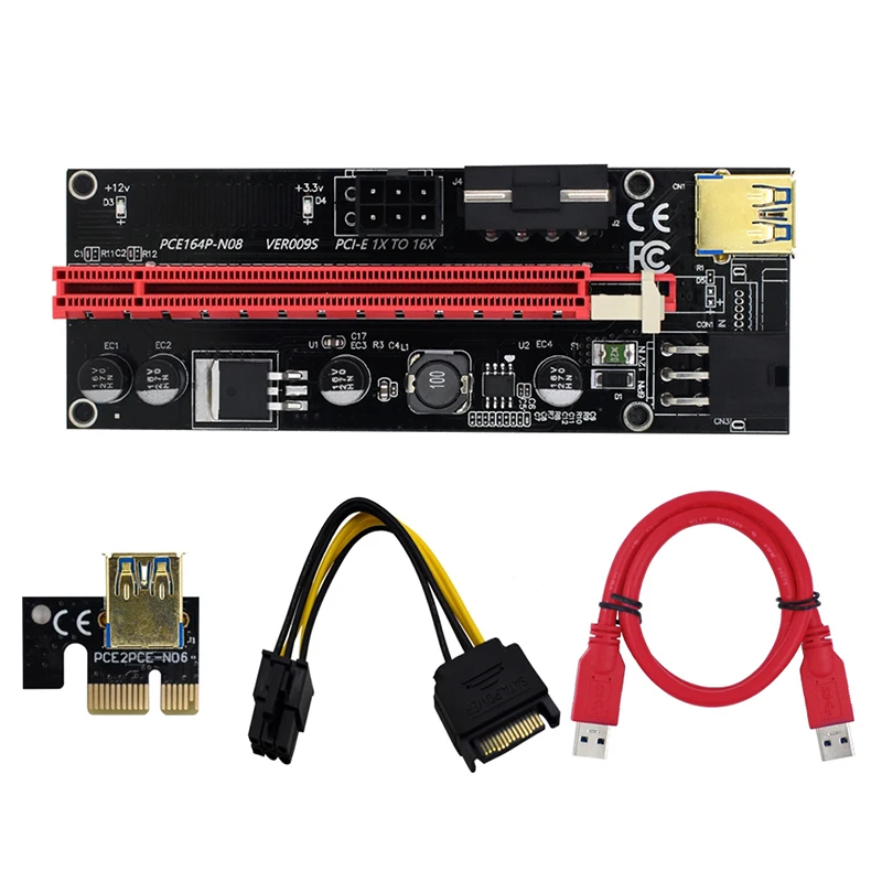 

PCI-E 1X to 16X LER Riser 009 Card Extender PCI Express Adapter USB 3.0 Cable Power For GPU Raiser 009S