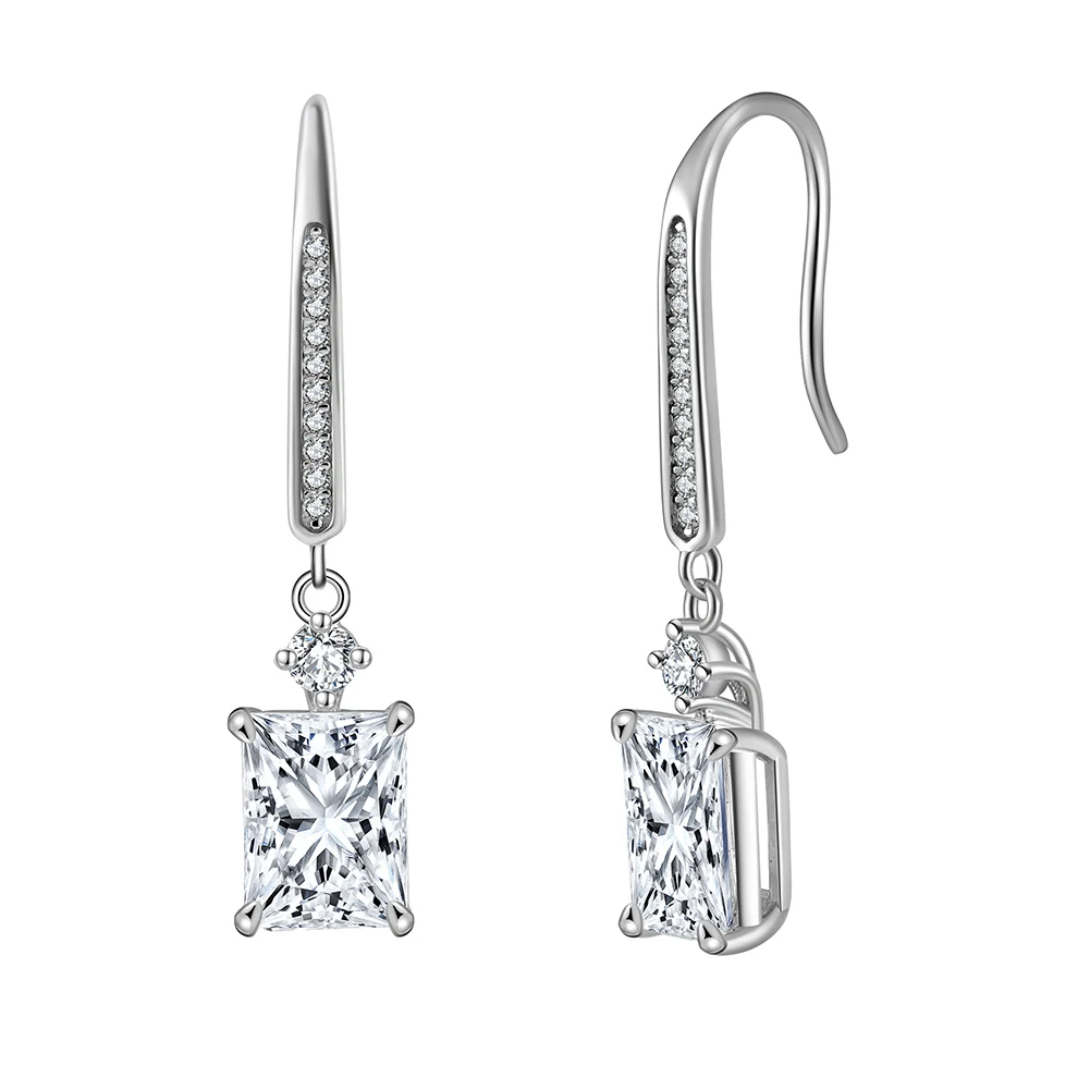 LZE18 RINNTIN 925 Sterling Silver Chinese Earrings Supplier Brilliant 8A Premium Cubic Zirconia Dangle Earrings for Women