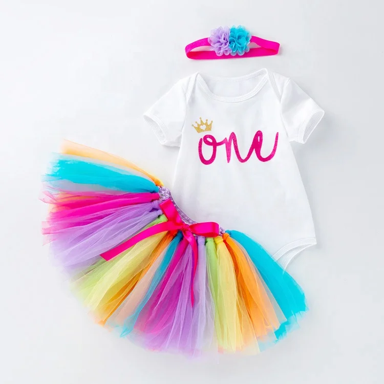 

Baby Girl Clothes 0-2 Years Girl Dress For Birthday Party Tutu Skirt 3pcs Clothing Set, As picture