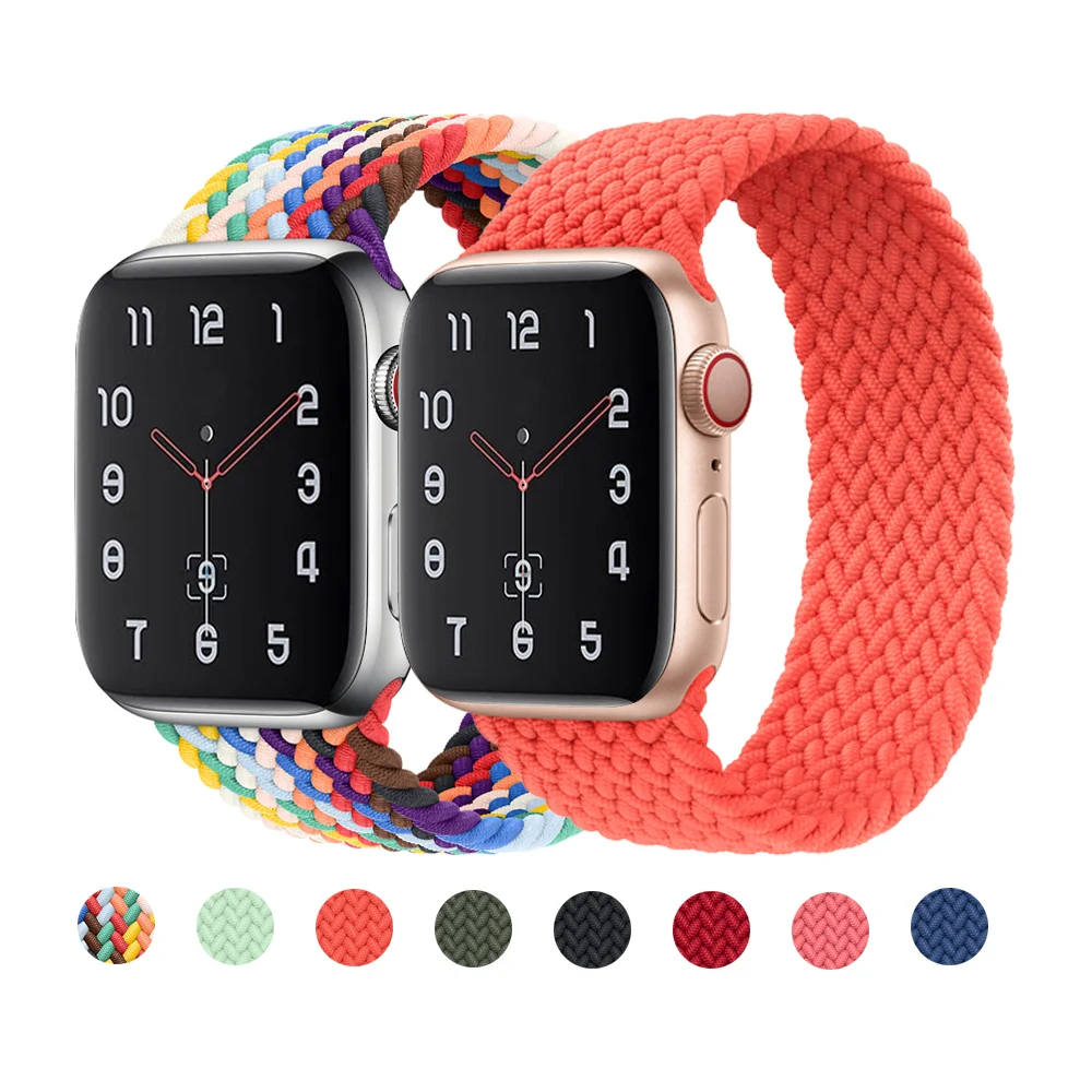 

Watch Strap For iwatch Series SE 7, Offical Same Elastic Nylon Braided Solo Loop Watch Band For Apple 41mm 45mm Strap, 7 colors as picture