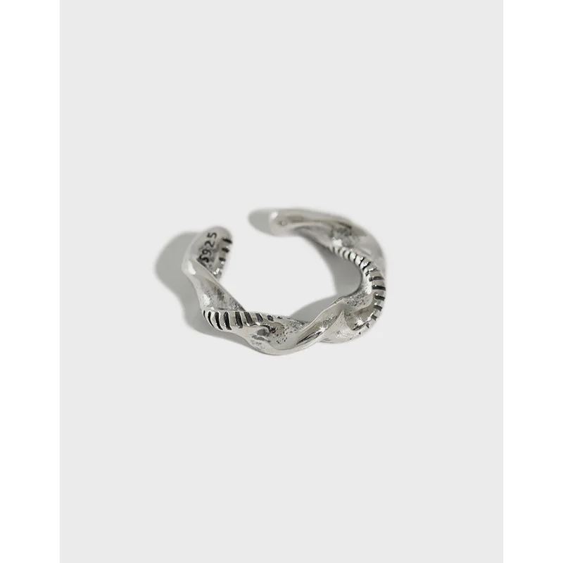 

European Vintage 925 Sterling Silver C Shape Circle Earrings Silver Color Twisted Circle Cuff Earrings for Women