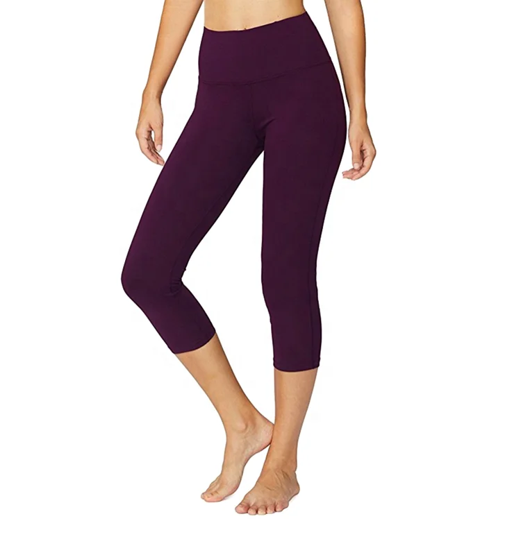 

Women's high waist elastic seamless tight yoga legging capri pants in spring summer