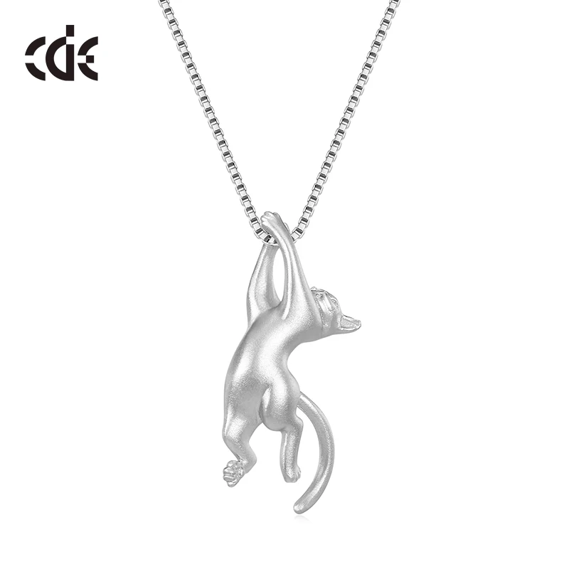 

CDE YN1050 Cute Animal Jewelry Solid 925 Sterling Silver Necklace Rhodium Plated Wholesale Joyas De Plata Cat Necklace Women