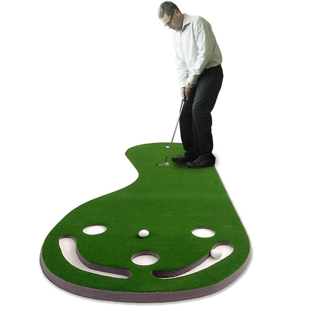 

Mini Golf Simulator Indoor Putting Green Golf Hitting Mat with 3 Golf Holes Putting Mat Game and Gift for Home Office Outdoor
