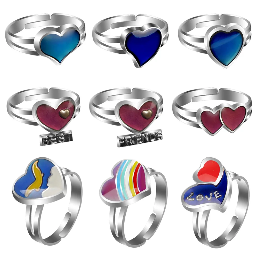 

Sandro Simple women's cute heart-shaped couples warm mood color changing ring