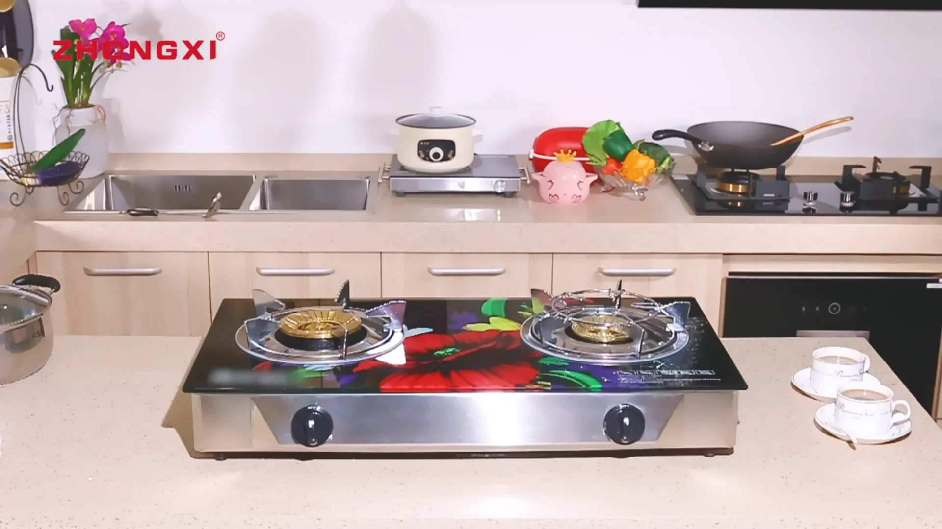 Glass Top Stove Steel Cover Part 2 Burner Gas Stove High Quality Home