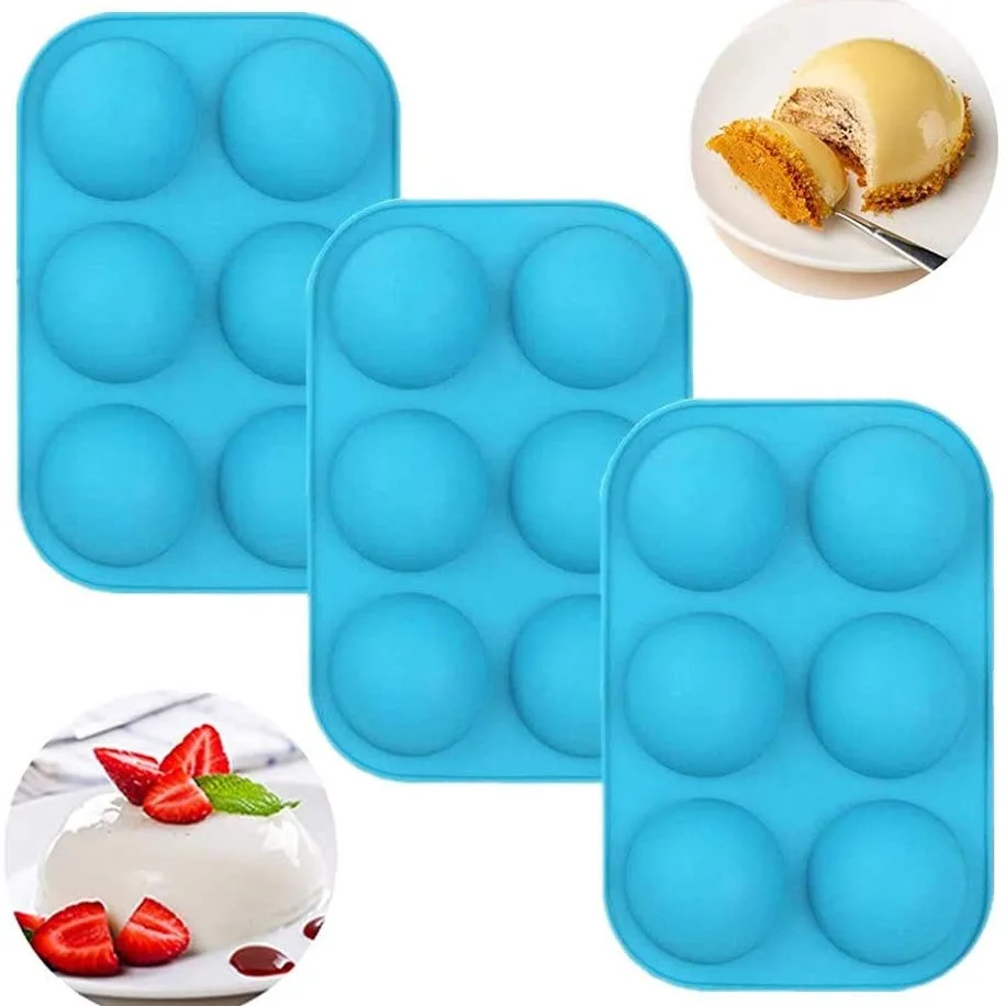 

A3070 Ball Sphere 6 Hole Mold For Cake Baking Chocolate Candy Fondant Bakeware DIY Decorating Round Shape Silicone Dessert Mould