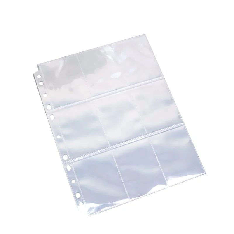 

Baseball card sleeves 9 pocket pp page protector pages for 3 ring binder 11 holes plastic game card a4 sheets protectors