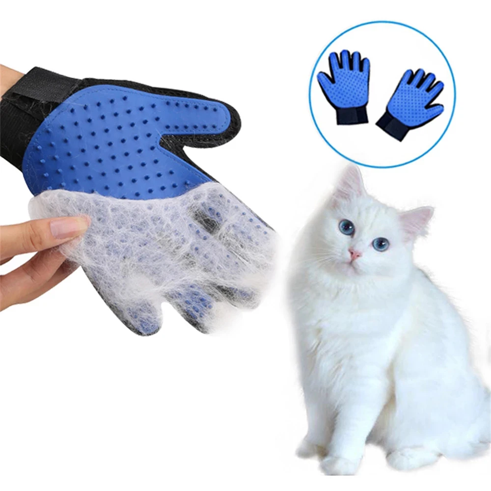 

Cat Grooming Glove Pet Brush Glove for Cat Dog Hair Remove Brush Dog Deshedding Cleaning Combs Massage Gloves, Blue