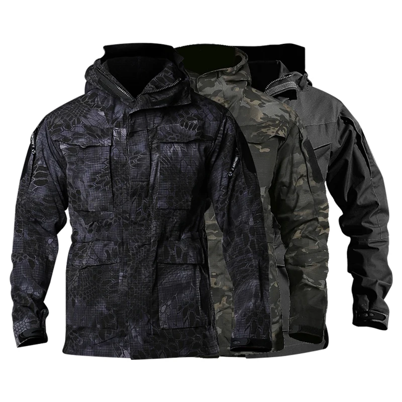 

Camping Mens M65 Jackets Waterproof Camouflage Coat Military Army Clothing 3 in 1 Jacket Windbreaker Winter Clothing, Multicam camouflage color
