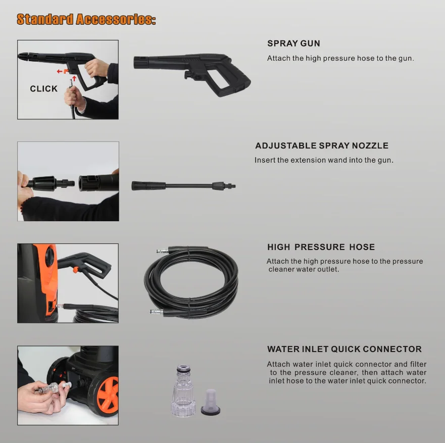 1400W 110Bar Mini Portable Cleaning Equipment High Pressure Washer