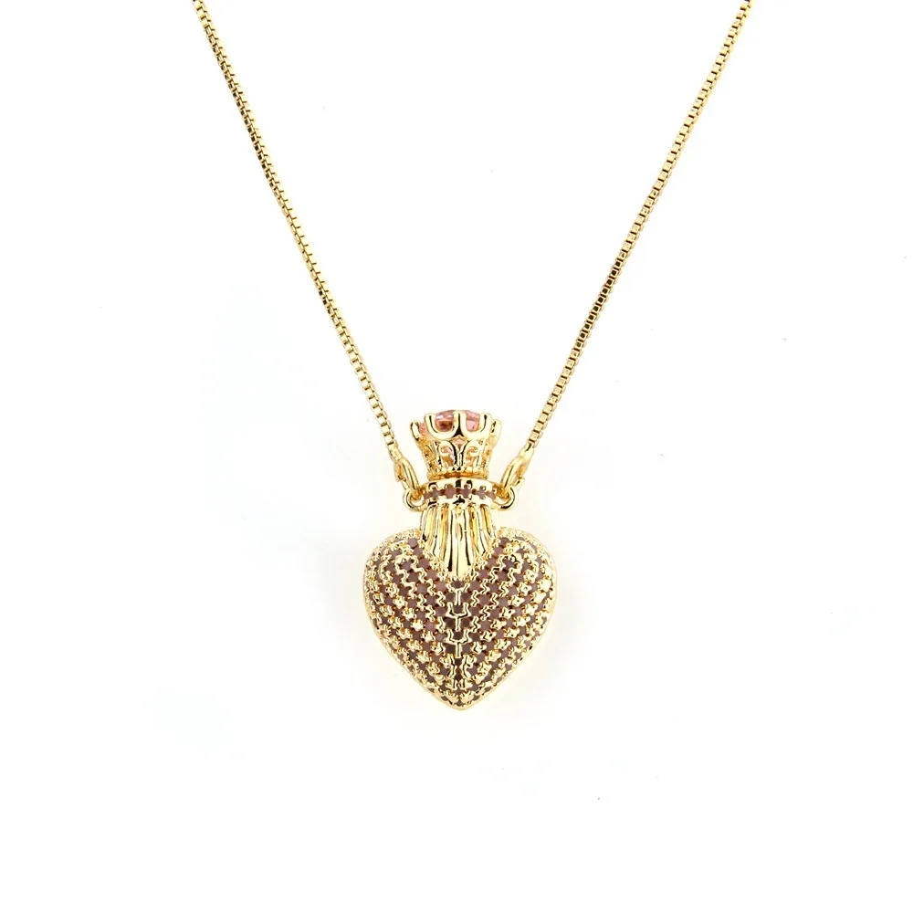 

Heart-shaped Perfume Bottle Pendant Zircon Electroplated Bottle Cap and Removable Necklace