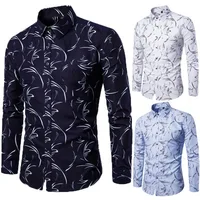 

Ecoparty 2019 Plaid Cotton Dress Shirts Male High Quality Men's New Fashion Digital Broken Flower Long Sleeved Shirt