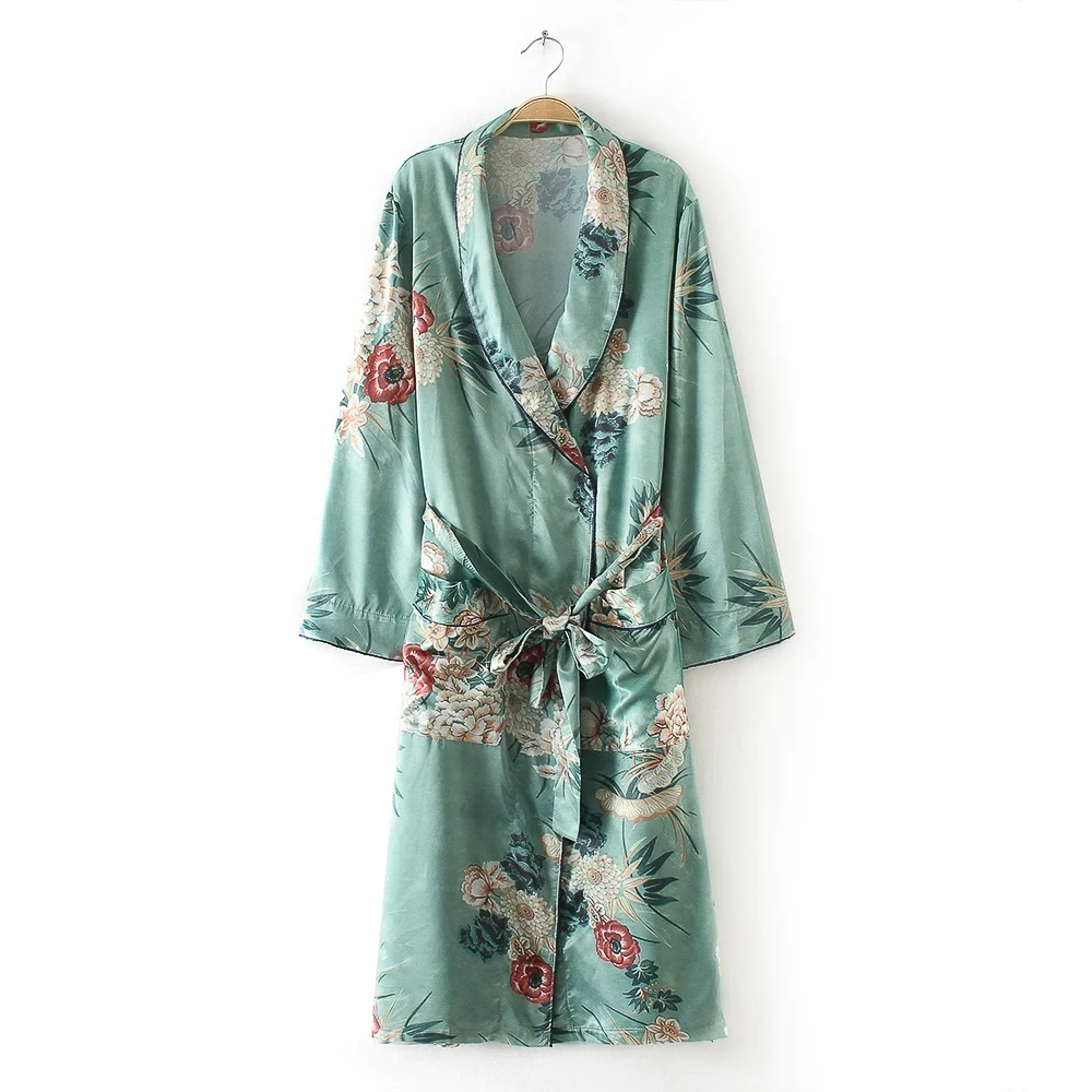 

Women Floral Full Sleeve Kimono Printed kimono Long Beach Kimono, As picture