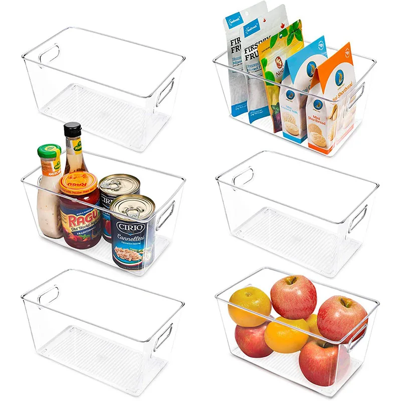 

Wholesale Plastic Stackable Refrigerator Organizer Storage Boxes Food Fruit Storage Containers With Handle Fridge Organizer