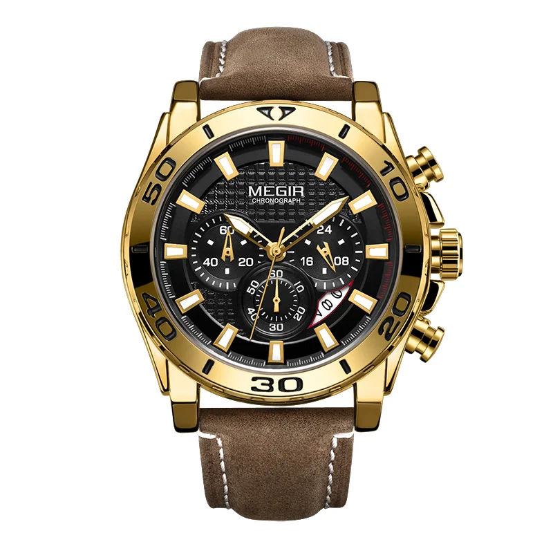 

Megir 2094 custom logo watches Chronograph Sport Quartz Wristwatch Relogio Masculino