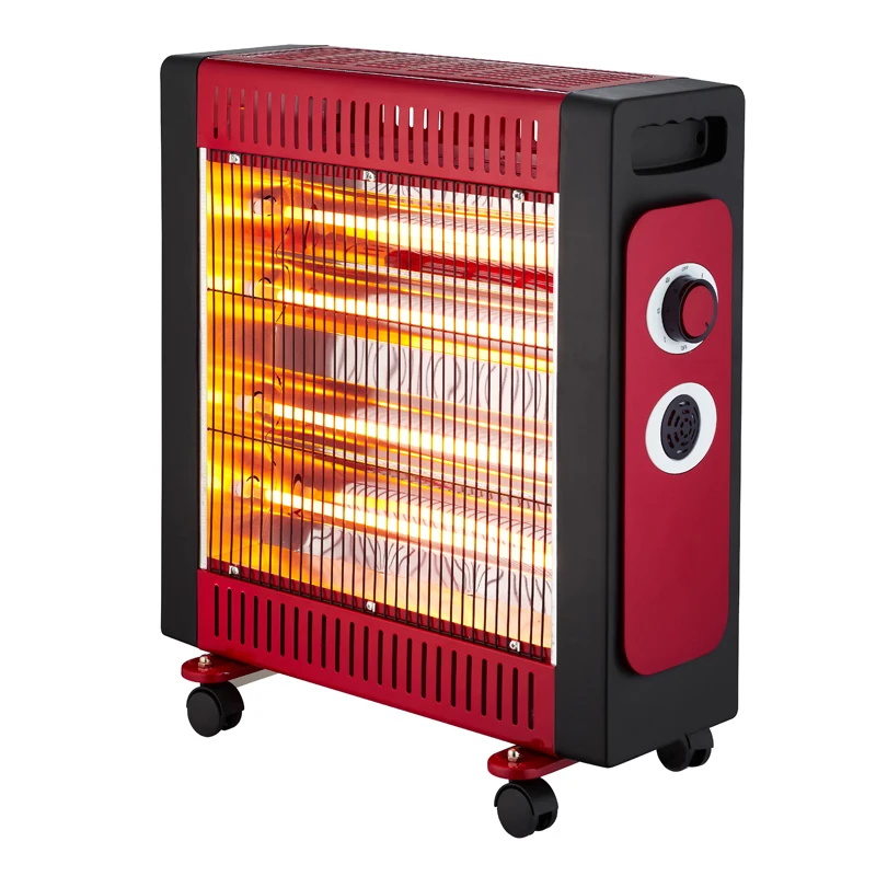 Cb Certificate 2400w Big Size Adjustable Thermostat Wheels Electrical Heater 4 Quartz Tubes