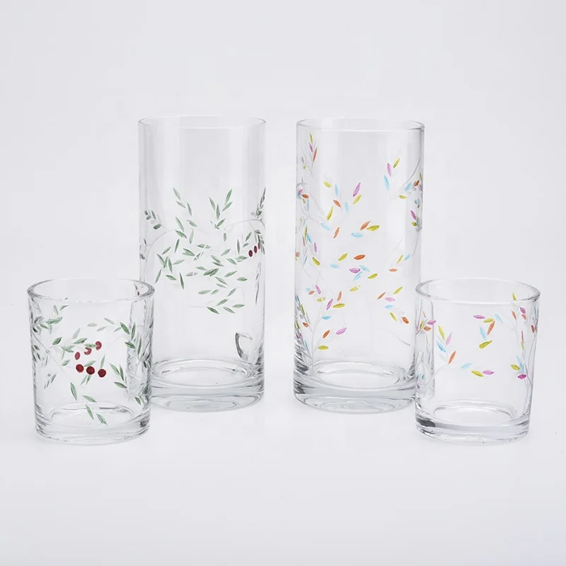Handmade crystal pillar candle container tealight glass candle jars bottle home decor in bulk