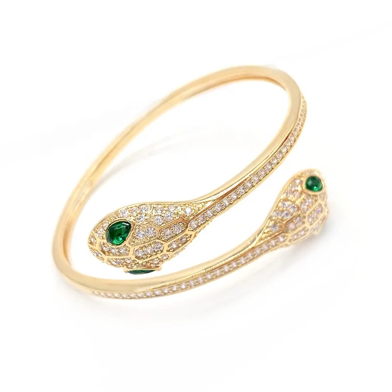 

Wholesale classic full zirconia 18k gold plated snakes mothers day gift bangles jewelry
