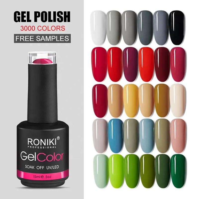 

RONIKI non toxic customized logo normal custom oem colors private label uv gel nail polish, More than 3000 colors,according to color chart