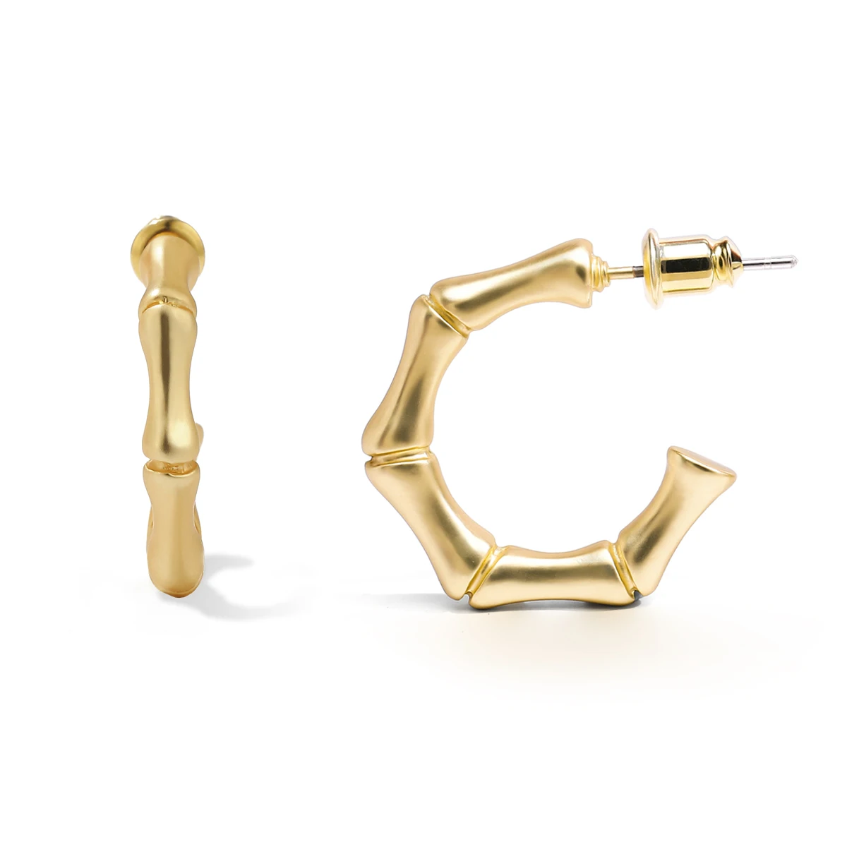 

Small Bamboo Style Luxury Mini Earrings 14K Gold Plated Bamboo Earrings Set Women Hoop Bamboo Earrings
