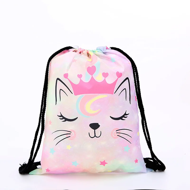 

New eco-friendly shopping drawstring bag printing cartoon anime unicorn drawstring bag