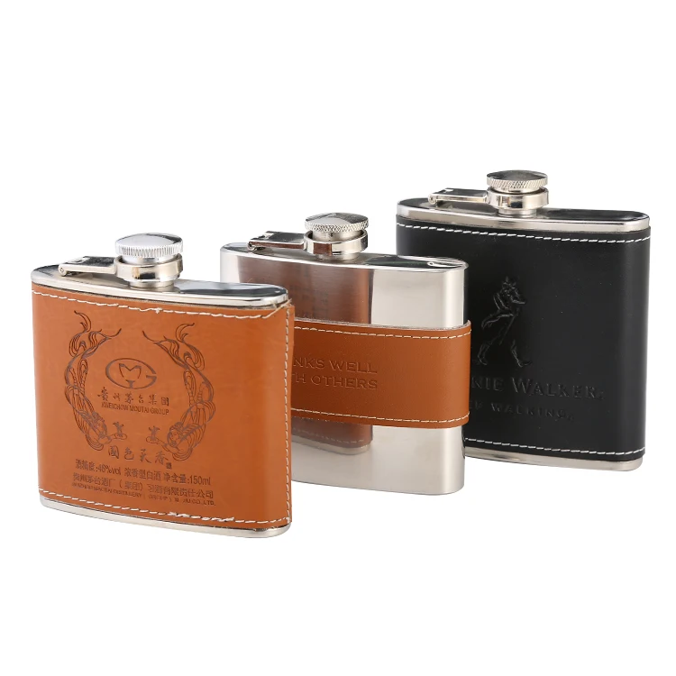 

Mikenda Amazon 8 Oz PU leather hip flask stainless steel alcohol container wine liquor hip flask