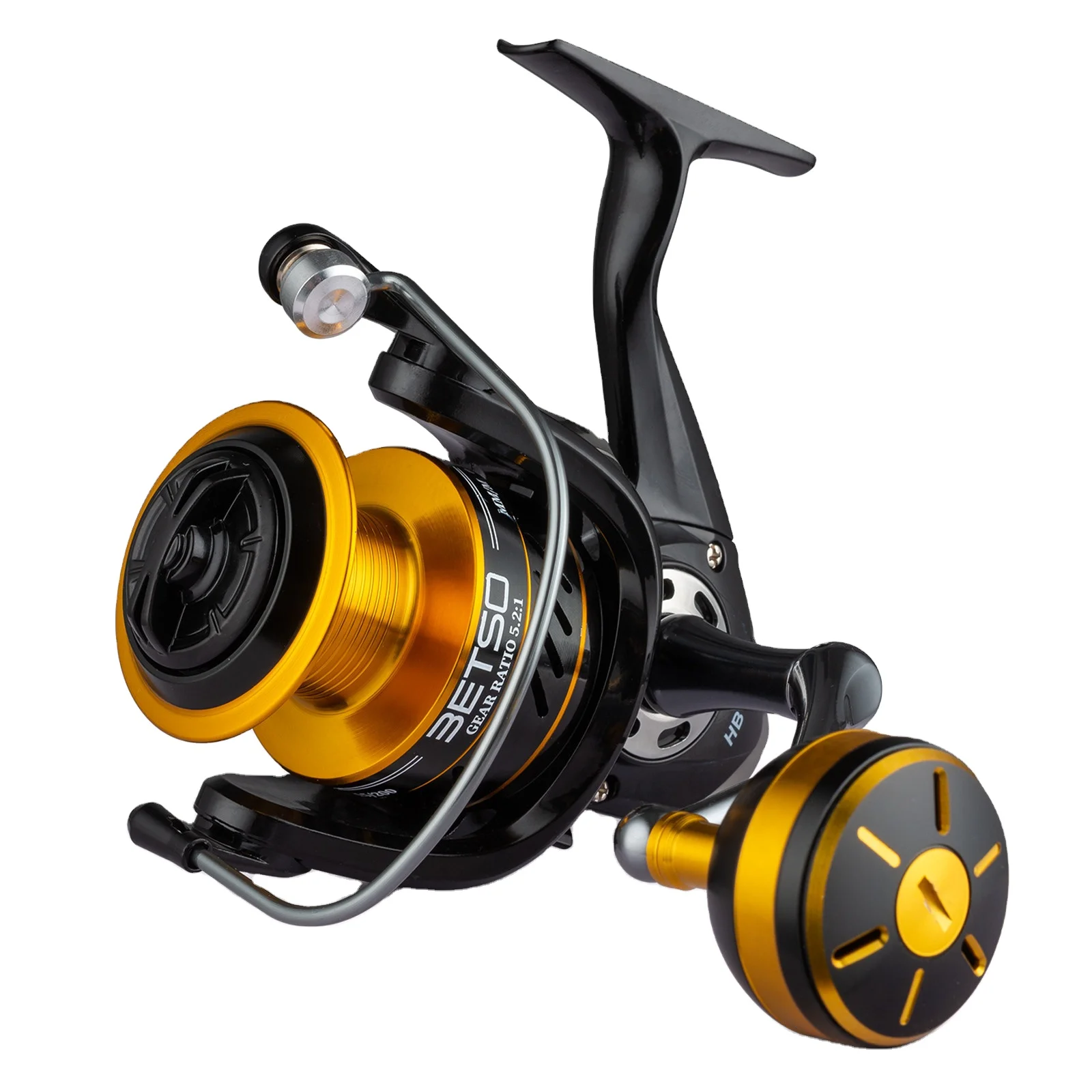 

FISHGANG cheap spinning fishing reels 5.2:1 14+1BB 2000 3000 4000 5000 6000 with metal handle knobs 12kg max darg power, Gold