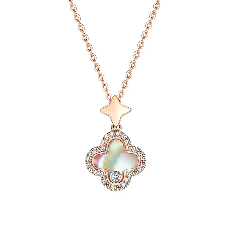 

VANA OEM&ODM Dainty 925 Jewelry Sterling Silver Colorful Shell Clover Pendant Wholesale 18K Gold Plated Jewelry