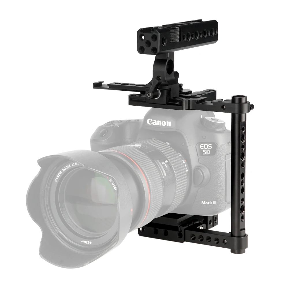 

NICEYRIG Half Camera Cage Kit with NATO Handle for Canon 5D Mark IV/III/80D/6D/7D Nikon D850/D800/D750 Panasonnic GH5/GH5S