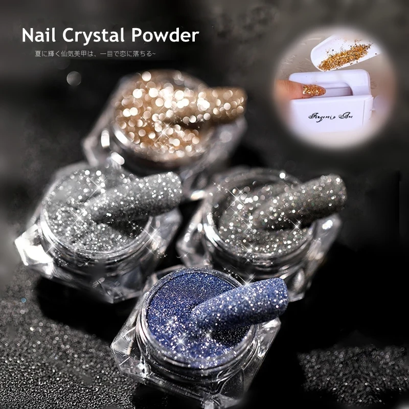 

Misscheering Nail art crystal diamond powder burst flash mixed glass micro diamond glitter nail sequin acrylic powder, As photo show