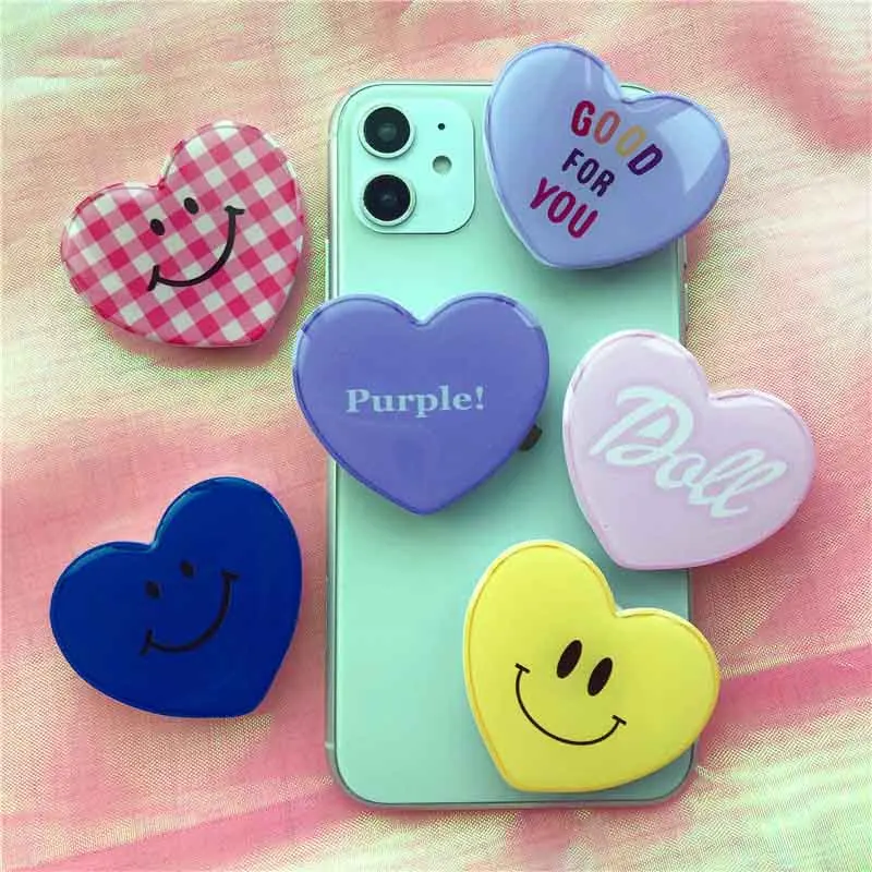 

Smiling Face Heart DIY Foldable Airbag Phone Holder Bracket Mobile Stand Griptok Cellphone accessories Phone Grip Tok