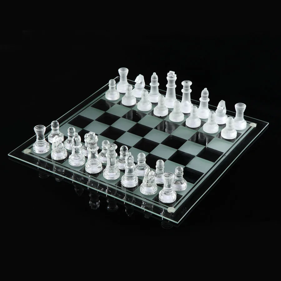 

Hot sell luxury crystal chess set glass schach go board game with good quality for kids