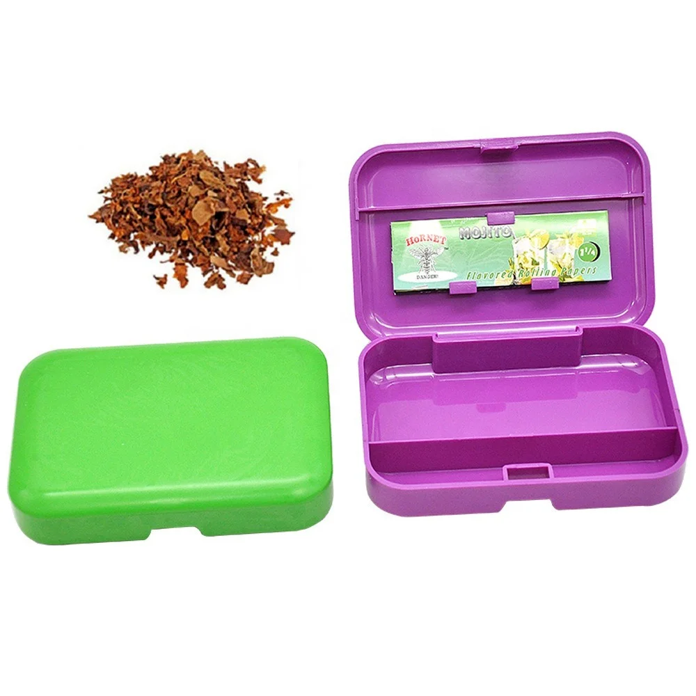 

Portable Plastic Cigarette Cases Cigarette Box Smoke Box Storage Case with 78mm Paper Holder Lighter Smoking Accessories, Purple,pink,back,green,red