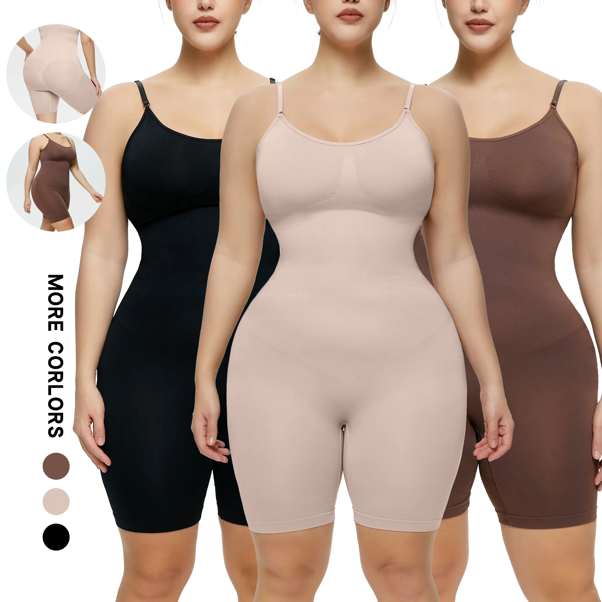 

Custom Logo Seamless Shapewear for Women Tummy Control Waist Trainer Bodysuit Full Body Shaper V-Neck Camisole Jumpsuit