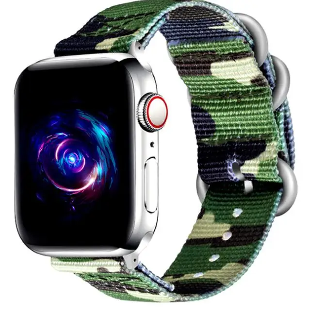 

Free Shipping Fashion Army Camo Nylon Sport Band for Apple Watch 5 4 3 21 Strap for iWatch, Colorful