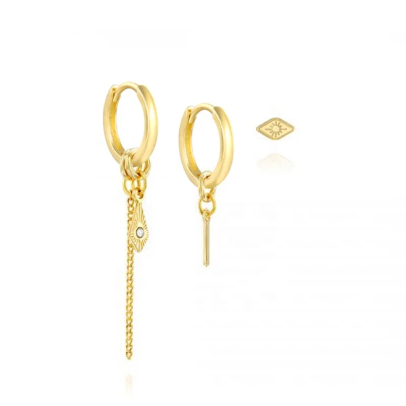 

Latest design gold filled mini devil's eye zircon earring gift for ladies S925 silver drop earrings