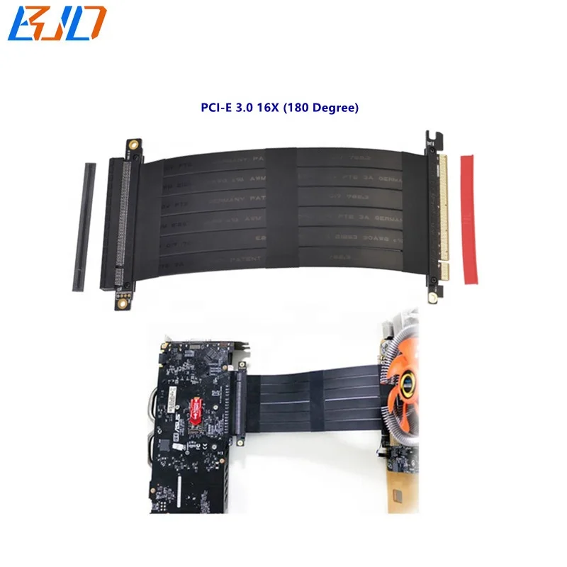 

PCI-E 3.0 16X to X16 Riser Card Gen3 PCIe X16 Extender Extension Cable 180 Degree run GPU RTX 2080Ti